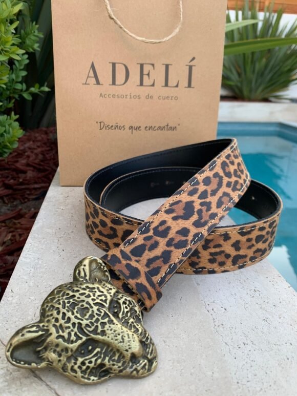 Hebilla diseño leopardo cuero animal print
