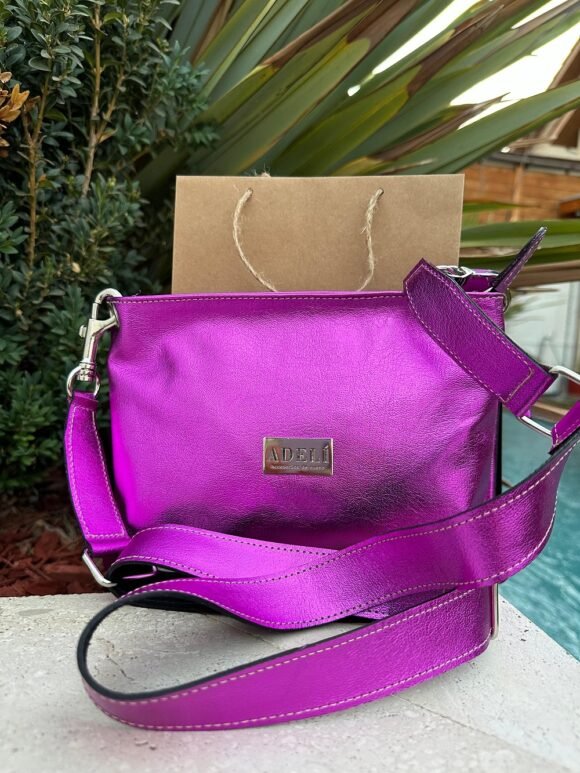 Cartera cuero fucsia