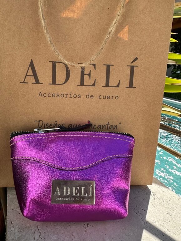 Monedero cuero fucsia